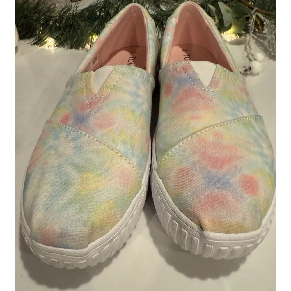 Tom's Pastel Tie Dye Platform Tennis Shoes Flats‎ 6